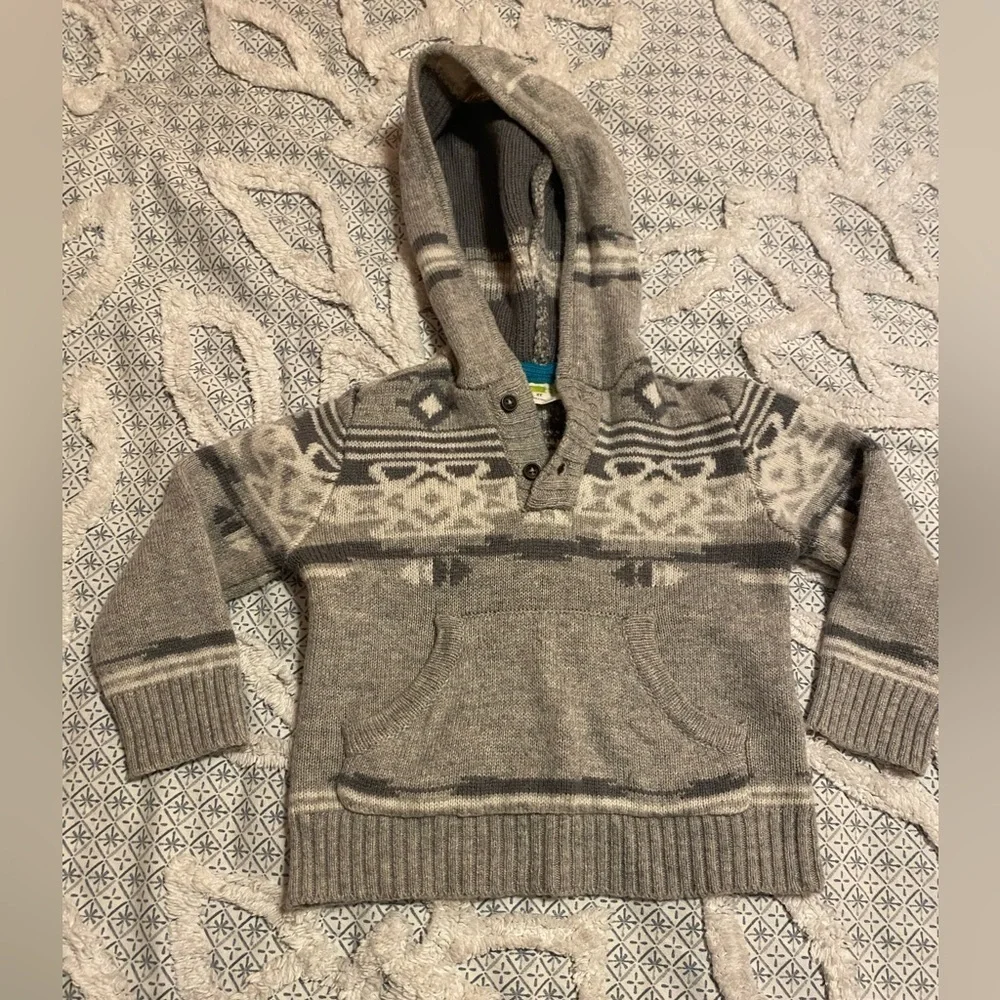 EUC crazy 8 wool sweater with hood size two toddler